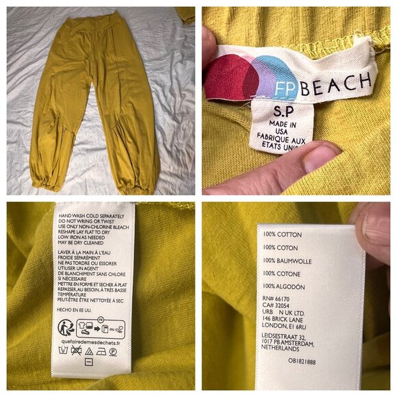 FP Beach Slouchy Lounge Jogger Pants & Scoop Neck Top Set SMALL USA 100% Cotton - Picture 11 of 16